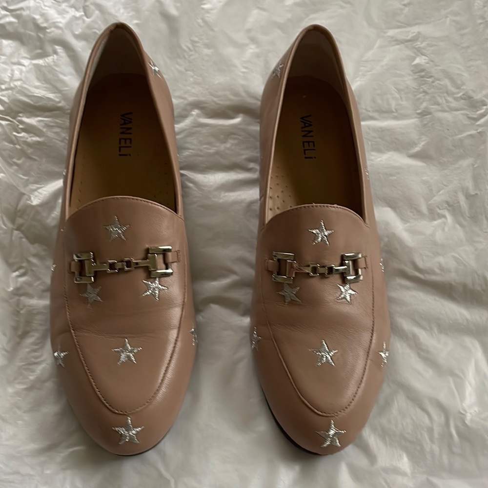 Vaneli Leather Moccasin in Pink/Brown/Silver Size-10 NWT